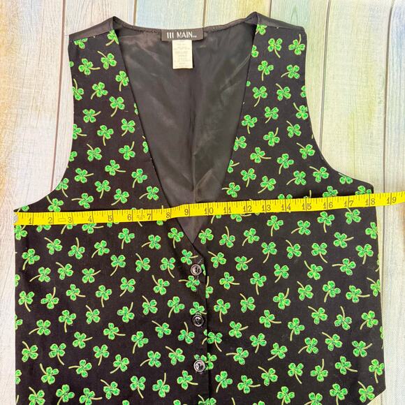Vintage St. Patrick's Day Vest Medium Unisex Black Green 111 Main Paddy's Day - Picture 4 of 5